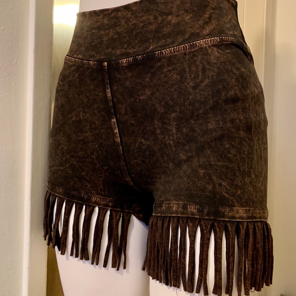 T Party High Waist Fringe Tie Dye Shorts XS
